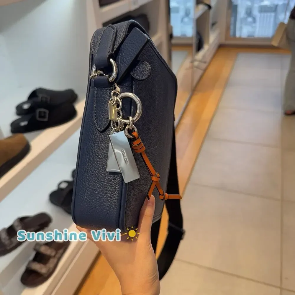 NWT COACH Sullivan Crossbody Bag With Charms Leather Deep Blue Silver CEB93